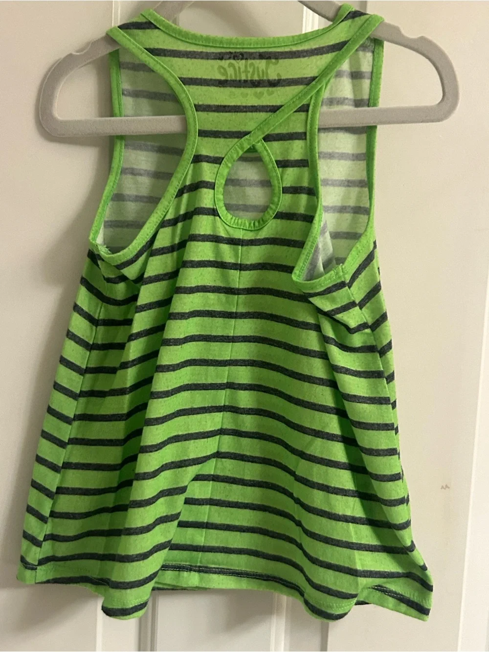 Justice Neon Green and Black Striped Girls' Tank Top
